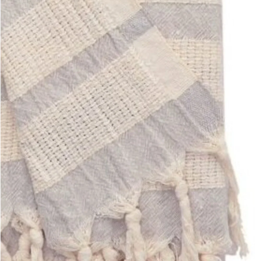 Organic Cotton Loom Weave Spa Bath Towel Gray + Natural Stripe